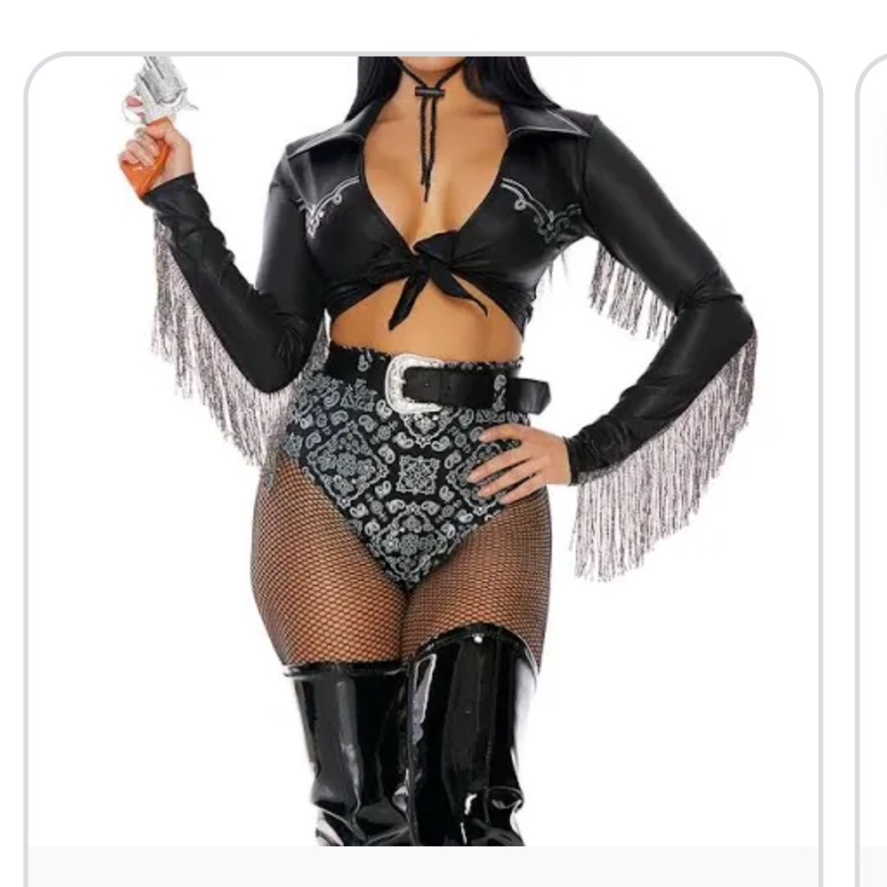 Black Fringe Jacket with Bandana Print cowgirl costume